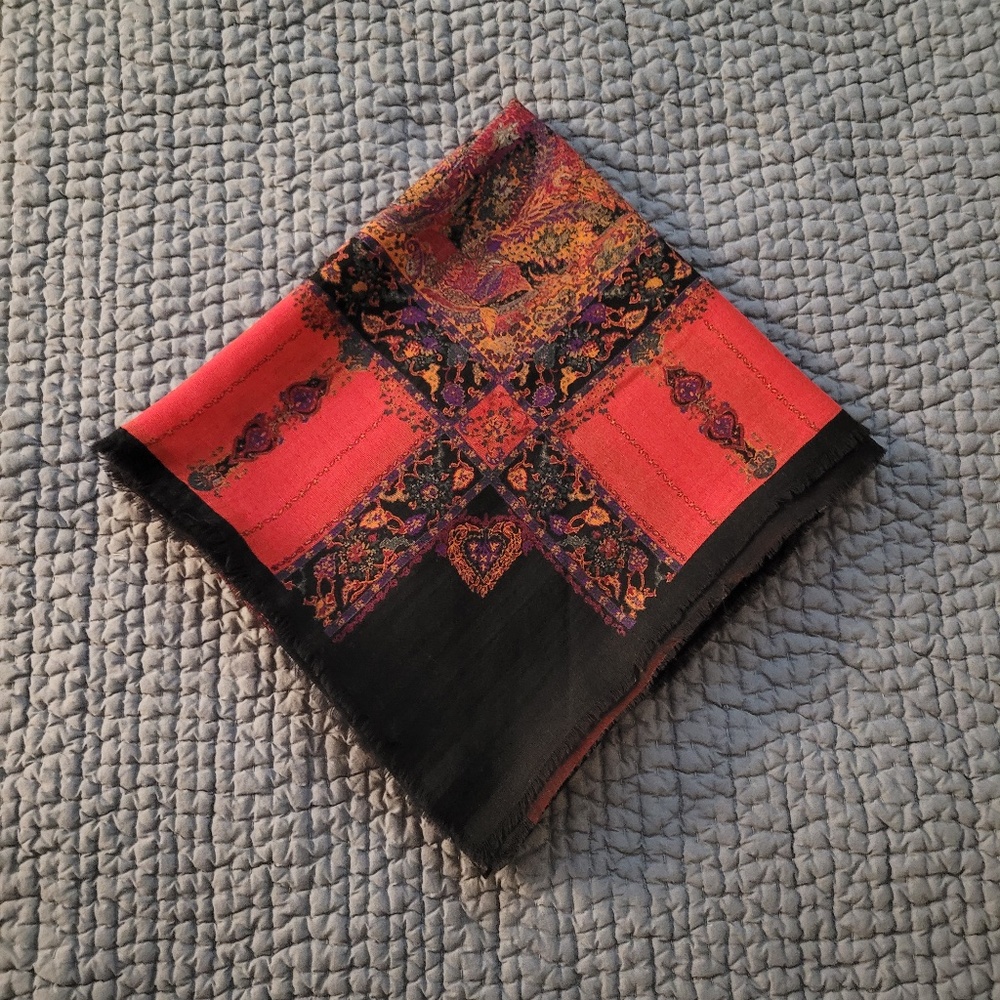 Vintage Fendi Printed Wool Challis Scarf